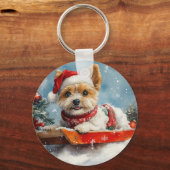 雪のクリスマスを許可するスレッジのバイワーテリア犬 キーホルダー (裏面)