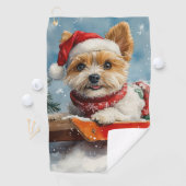 雪のクリスマスを許可するスレッジのバイワーテリア犬 ゴルフタオル (インサイチュ)
