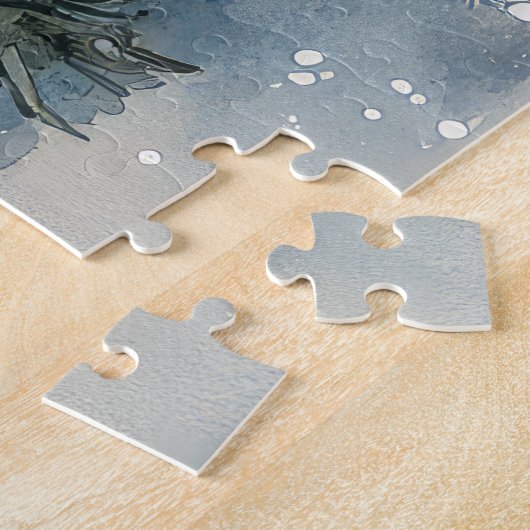 雪のクリスマスを許可するスレッジのバイワーテリア犬 ジグソーパズル (側面)