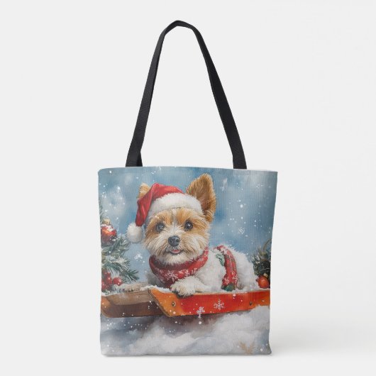 雪のクリスマスを許可するスレッジのバイワーテリア犬 トートバッグ (裏面)