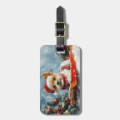 雪のクリスマスを許可するスレッジのバイワーテリア犬 ラゲッジタグ (正面縦)