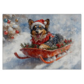 雪のクリスマスを許可するスロッジのベルギーシェパード カッティングボード (正面)