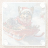 雪のクリスマスを許可するスロッジのベルギーシェパード ガラスコースター (裏面)