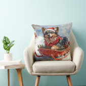 雪のクリスマスを許可するスロッジのベルギーシェパード クッション (椅子)