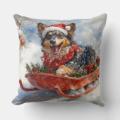 雪のクリスマスを許可するスロッジのベルギーシェパード クッション (正面)