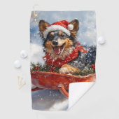 雪のクリスマスを許可するスロッジのベルギーシェパード ゴルフタオル (インサイチュ)
