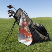 雪のクリスマスを許可するスロッジのベルギーシェパード ゴルフタオル (グリーン)