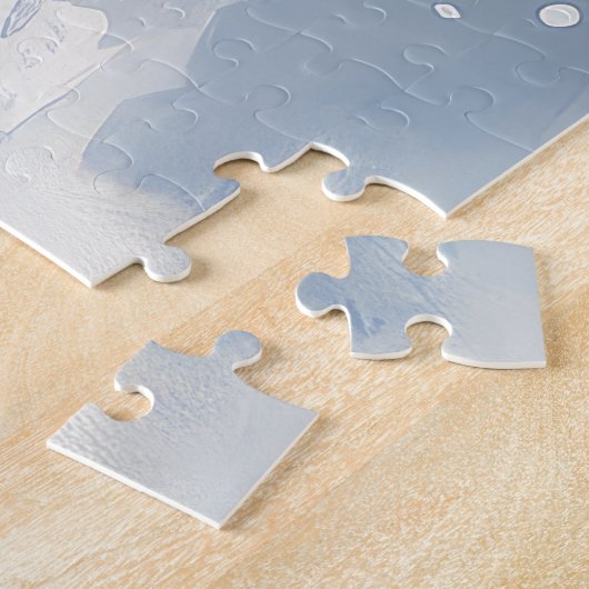 雪のクリスマスを許可するスロッジのベルギーシェパード ジグソーパズル (側面)