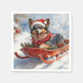 雪のクリスマスを許可するスロッジのベルギーシェパード スタンダードカクテルナプキン (正面)