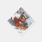 雪のクリスマスを許可するスロッジのベルギーシェパード スタンダードカクテルナプキン (角)