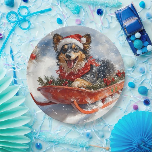 雪のクリスマスを許可するスロッジのベルギーシェパード ペーパープレート (パーティー)