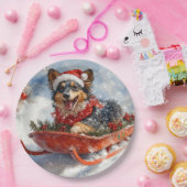 雪のクリスマスを許可するスロッジのベルギーシェパード ペーパープレート (パーティー)