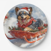 雪のクリスマスを許可するスロッジのベルギーシェパード ペーパープレート (正面)