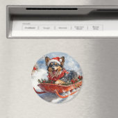 雪のクリスマスを許可するスロッジのベルギーシェパード マグネット (インサイチュ (食洗機))