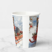 雪のクリスマスを許可するスロッジのベルギーシェパード 紙コップ (左)