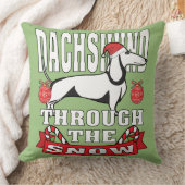 雪のクリスマスを通してダックスシュント クッション (ブランケット)