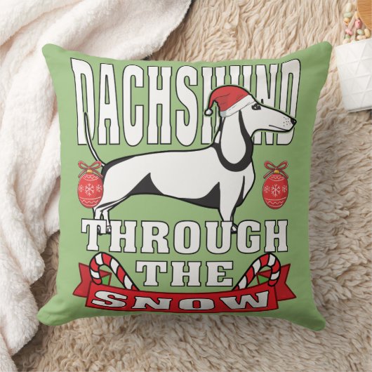 雪のクリスマスを通してダックスシュント クッション (ブランケット)