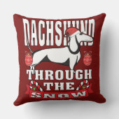 雪のクリスマスを通してダックスシュント クッション (裏面)