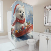 雪のクリスマスを過ごすスレッジのアメリカのエスキモ シャワーカーテン (インサイチュ)
