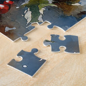 雪のクリスマスを過ごすスレッジのアメリカのエスキモ ジグソーパズル (側面)