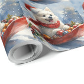 雪のクリスマスを過ごすスレッジのアメリカのエスキモ ラッピングペーパー (ロールコーナー)