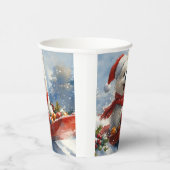 雪のクリスマスを過ごすスレッジのアメリカのエスキモ 紙コップ (右)