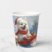 雪のクリスマスを過ごすスレッジのアメリカのエスキモ 紙コップ (正面)