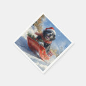雪のクリスマスを過ごすスロッジのニューファンドランド犬 スタンダードカクテルナプキン (角)