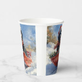 雪のクリスマスを過ごすスロッジのニューファンドランド犬 紙コップ (右)