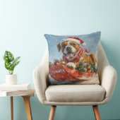 雪のクリスマスを過ごすソリに包まれたボクサー犬 クッション (椅子)