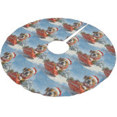 雪のクリスマスを過ごすソリに包まれたボクサー犬 ブラッシュドポリエステルツリースカート (アングル)