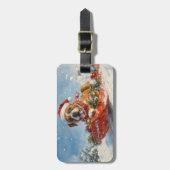 雪のクリスマスを過ごすソリに包まれたボクサー犬 ラゲッジタグ (正面縦)