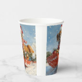 雪のクリスマスを過ごすソリに包まれたボクサー犬 紙コップ (右)