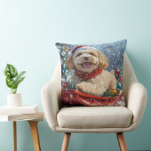 雪のクリスマスを過ごすソリのコックパウドッグ クッション (椅子)