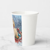 雪のクリスマスを過ごすソリのコックパウドッグ 紙コップ (左)