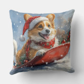 雪のクリスマスを過ごすソリのコルギ犬 クッション (裏面)