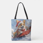 雪のクリスマスを過ごすソリのコルギ犬 トートバッグ (裏面)