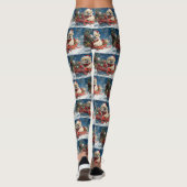 雪のクリスマスを過ごすソリのペキン犬 レギンス (裏面)