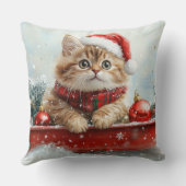 雪のクリスマスを過ごすソリのペルシャ猫 クッション (裏面)