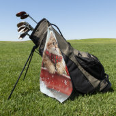 雪のクリスマスを過ごすソリのペルシャ猫 ゴルフタオル (グリーン)