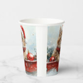 雪のクリスマスを過ごすソリのペルシャ猫 紙コップ (右)