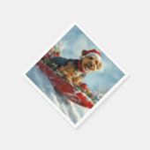 雪のクリスマスを過ごすソリの愛犬 スタンダードカクテルナプキン (角)