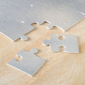 雪のクリスマスを過ごすソリ姿のオリエンタルブルー猫 ジグソーパズル (側面)