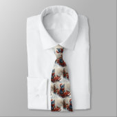 雪のクリスマスを過ごすソリ姿のオリエンタルブルー猫 ネクタイ (タイ)