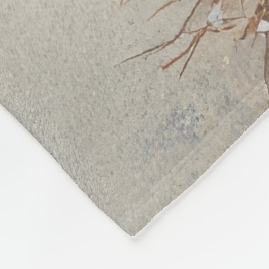 雪のクリスマスを過ごすソリ姿のオリエンタルブルー猫 フリースブランケット (角)