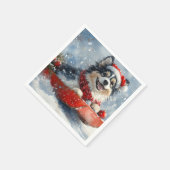 雪のクリスマスを過ごすフィンランドのラプンド スタンダードカクテルナプキン (角)