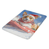 雪のクリスマスを過ごす大雪のバセンジ犬 バスマット (アングル)