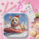 雪のクリスマスを過ごす大雪のバセンジ犬 ペーパープレート (パーティー)