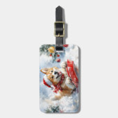 雪のクリスマスを過ごす秋田犬 ラゲッジタグ (正面縦)