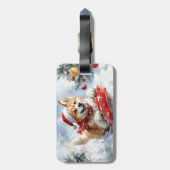 雪のクリスマスを過ごす秋田犬 ラゲッジタグ (裏面縦)